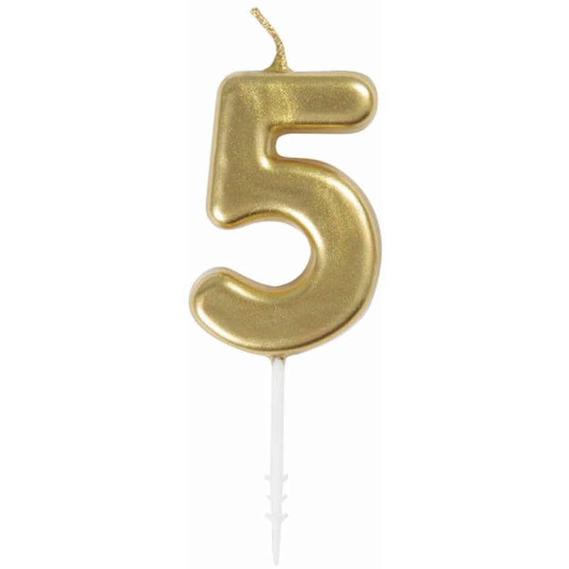 Mini Gold Number 5 Pick Birthday Candle