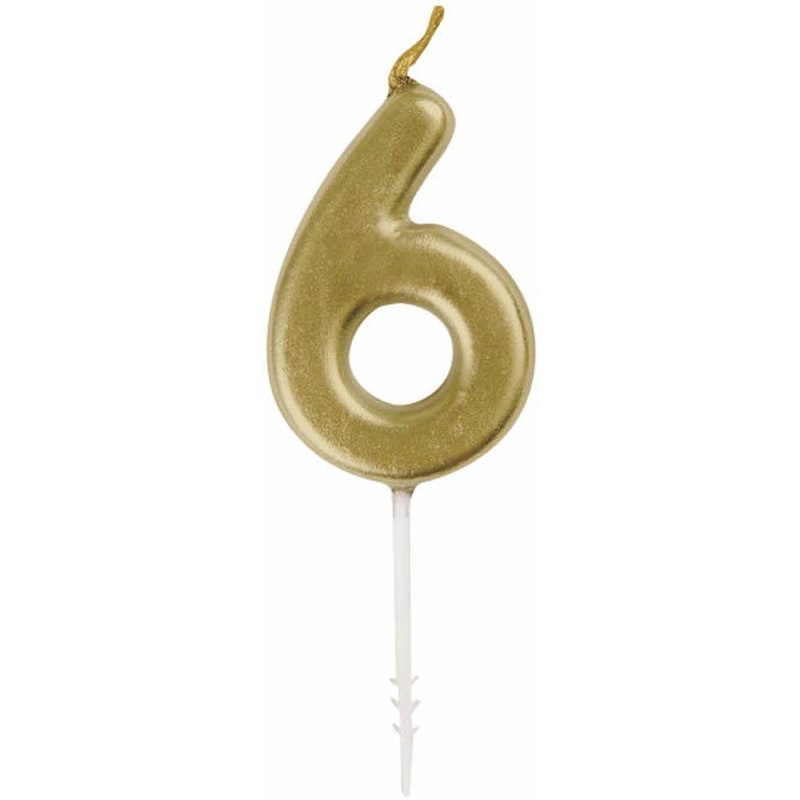 Mini Gold Number 6 Pick Birthday Candle