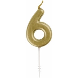 null Mini bougie d'anniversaire dorée numéro 6 1 ea, 2,00 $/1ch