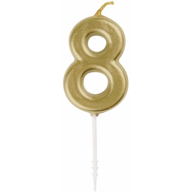 Mini Gold Number 8 Pick Birthday Candle