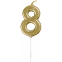 null Mini bougie d'anniversaire dorée numéro 8 1 ea, 2,00 $/1ch