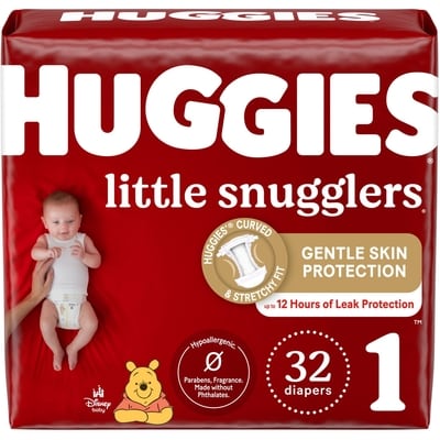 Huggies Little Snugglers Baby Diapers, Size 1 (8-14 lbs), 32 Ct 32 ea, $0.50/1ea
