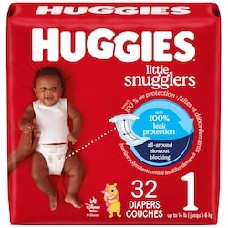 Huggies Little Snugglers Baby Diapers, Size 1 (8-14 lbs), 32 Ct 32 ea, $0.50/1ea