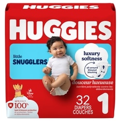 Huggies Couches pour bébés Little Snugglers, taille 1 (4 à 6 kg [8 à 14 livres]), 32 couches 32 ea, 0,50 $/1ch