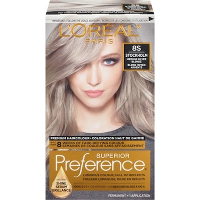L'Oreal Paris Superior Preference Permanent Hair Colour, 8S Medium Silver Blonde 1 ea, $15.99/1ea
