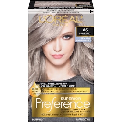 L’Oréal Colorant capillaire permanent Superior Preference 8S, blond moyen argenté 1 ea, 19,49 $/1ch