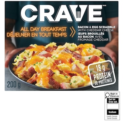Crave Bacon & Egg Scramble with Cheddar Cheese Frozen Meal 200 g, $3.00/100g