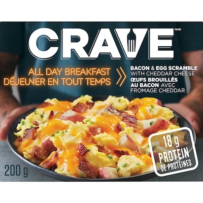 Crave Œufs Brouillés Au Bacon Avec Fromage Cheddar 200 g, 3,40 $/100g