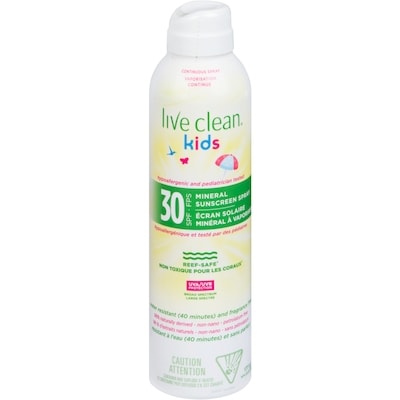 Live Clean Kids Mineral Sunscreen Spray SPF 30 177 ml, $14.97/100ml