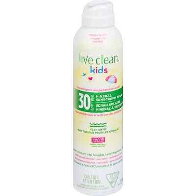 Live Clean Lotion solaire minérale Kids en vaporisateur FPS 30 177 ml, 14,97 $/100ml