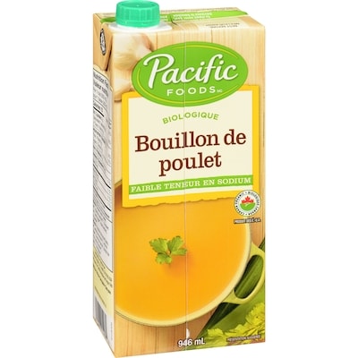 Bouillon de poulet biologique faible en sodium