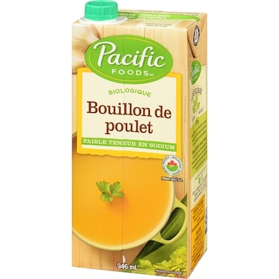 Bouillon de poulet biologique faible en sodium