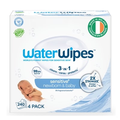 WaterWipes Sensitive Newborn & Baby Wipes, 99,9 % d'eau, non parfumées, 240 unités 240 ea, 0,10 $/1ch
