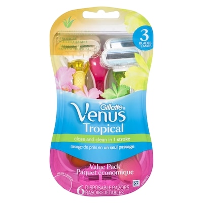 Gillette Rasoirs jetables Tropical, paquet économique, emb. de 6 6 ea, 3,50 $/1ch