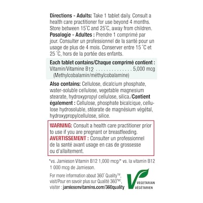 Vitamin B12 5,000 mcg Timed Release Tablets