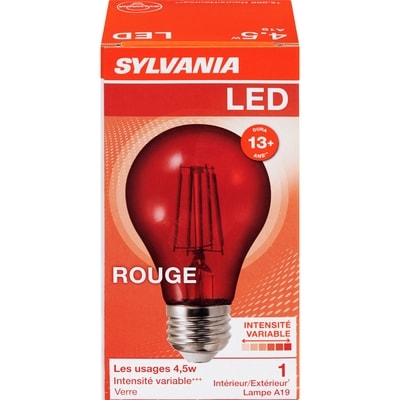 Sylvania Ampoule DEL 8,5 W A19 10 000 HR rouge 1 ea, 6,00 $/1ch