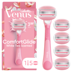 Comfortglide White Tea Women's Razor, 5 Blade Refills