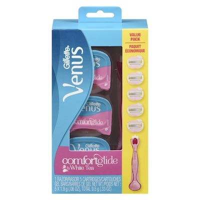 Gillette Venus Comfortglide White Tea Women's Razor - 1 Handle + 5 Refill 5 ea, $6.60/1ea