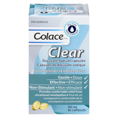 Docusate Sodium Capsules Stool Softener Clear 100 mg 60 Capsules