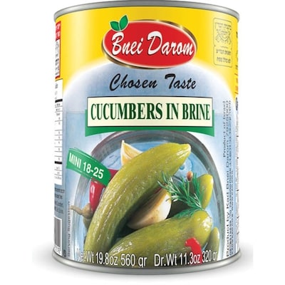 Bnei Darom Cucumbers in Brine (18-25) 560 g, $1.43/100g