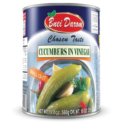 Bnei Darom Cucumbers in Vinegar (13-17) 560 g, $1.43/100g