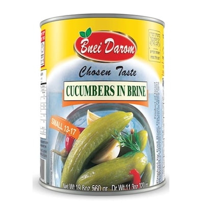 Bnei Darom Cucumbers in Brine (13-17) 560 g, $1.34/100g