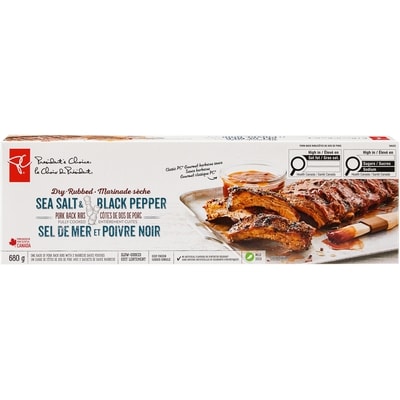 le Choix du Président Côtes de dos de porc avec marinade sèche au sel de mer et au poivre noir 680 g, 2,35 $/100g