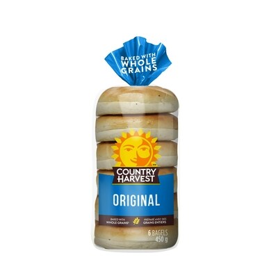 Country Harvest Bagel original 450 g, 0,95 $/100g