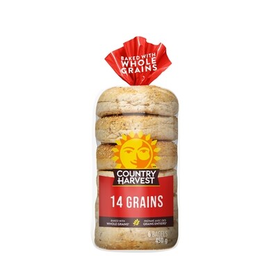 Country Harvest Bagel 14 grains 450 g, 0,95 $/100g