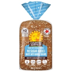 Country Harvest No Sugar Added White with Whole Grains Bread 600 g, $0.67/100g