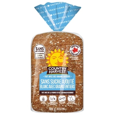 Country Harvest Pain sans sucre ajouté blanc avec grains entiers 600 g, 0,72 $/100g