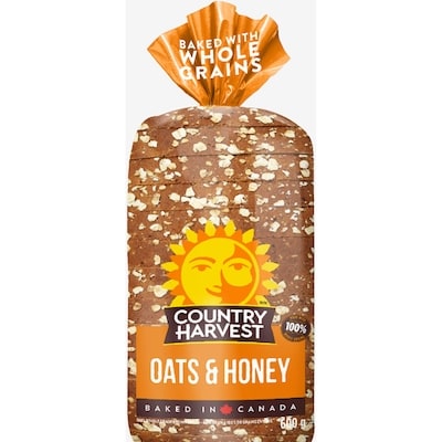 Country Harvest Pain de blé entier à l’avoine et au miel 600 g, 0,75 $/100g