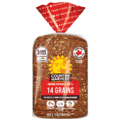 Country Harvest Pain 14 grains 600 g, 0,67 $/100g