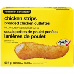 Sans Nom Lanières de poulet pané entièrement cuites 908 g, 0,66 $/100g