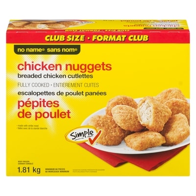 No Name Breaded Chicken Cutlettes Chicken Nuggets Club Size 1810 g, $0.77/100g