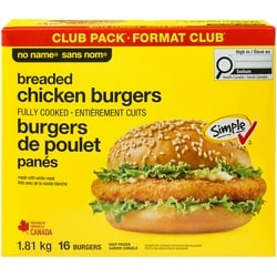 No Name Chicken Burger, Club Pack 1810 g, $0.66/100g