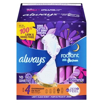 Always Serviettes avec ailes de nuit 10 ea, 0,75 $/1ch