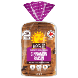 Country Harvest Cinnamon Raisin Bread 600 g, $0.58/100g