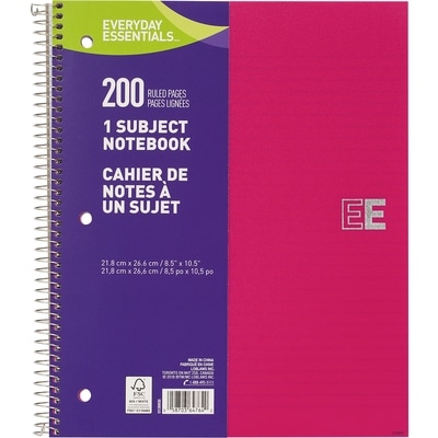 Everyday Essentials 1 Subject Notebook, 200 pages 1 ea, $3.50/1ea