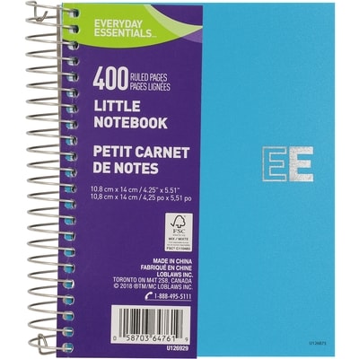 Everyday Essentials Little Notebook 400pages 1 ea, $2.50/1ea