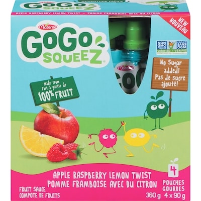 GoGo squeez Apple Raspberry Lemon Twist, Pouch 4x90.0 g, $1.11/100g