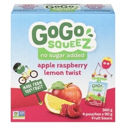GoGo squeez Apple Raspberry Lemon Twist, Pouch 4x90.0 g, $1.25/100g