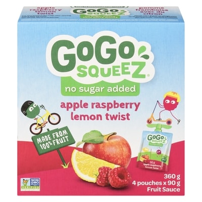 GoGo squeez Apple Raspberry Lemon Twist, Pouch 4x90.0 g, $1.11/100g