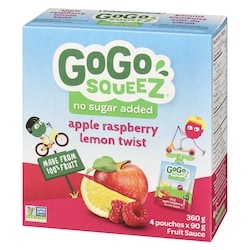 GoGo squeez Apple Raspberry Lemon Twist, Pouch - 4x90.0 g | Fortinos