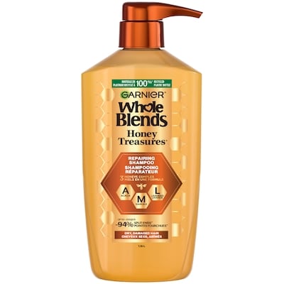 Garnier Whole Blends Honey Treasures Shampooing Réparateur, pour Cheveux Abîmés et Secs 1180 ml, 1,61 $/100ml