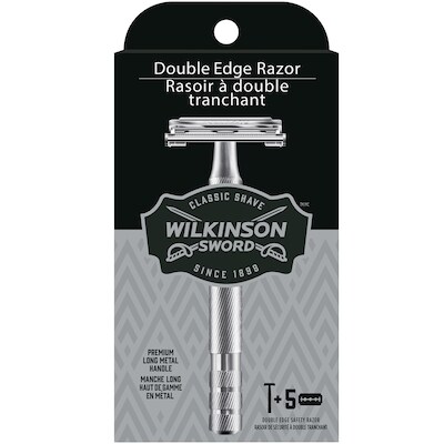 Schick Rasoir de sécurité à double tranchant pour hommes de Wilkinson Sword, 1 manche et 5 cartouches 6 ea, 3,33 $/1ch