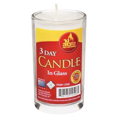 Ner Mitzvah Candle In Glass 3 Day 1 ea, $4.29/1ea