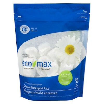 Eco-Max Laundry Detergent Pacs 30 ea, $0.37/1ea