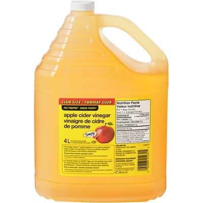 Sans Nom Vinaigre de cidre de pomme, format club 4 l, 0,12 $/100ml