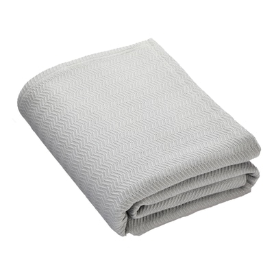 Life at Home Cotton Ribbed Herringbone Woven Blanket, Grey 1 ea, $53.00/1ea